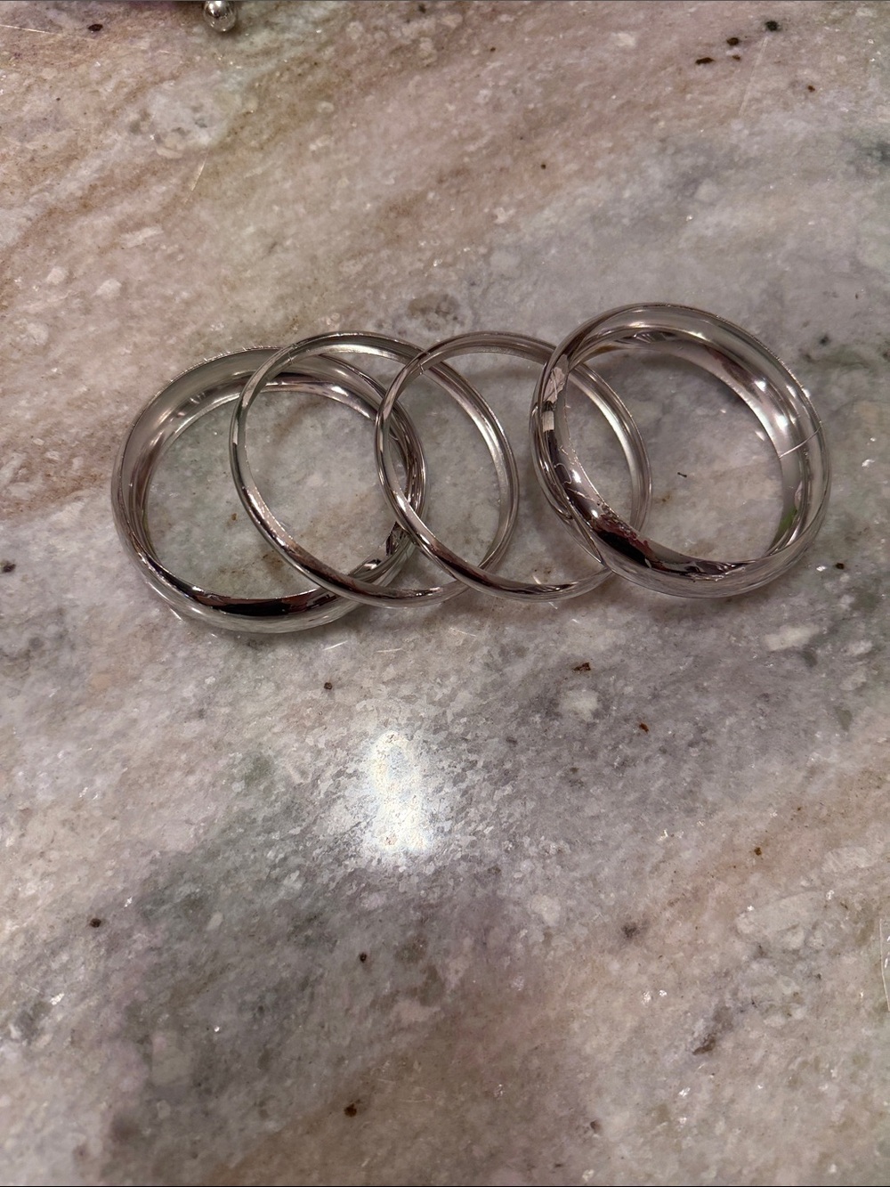 Silver Tone Stackable Hoop Bangle Bracelet Set